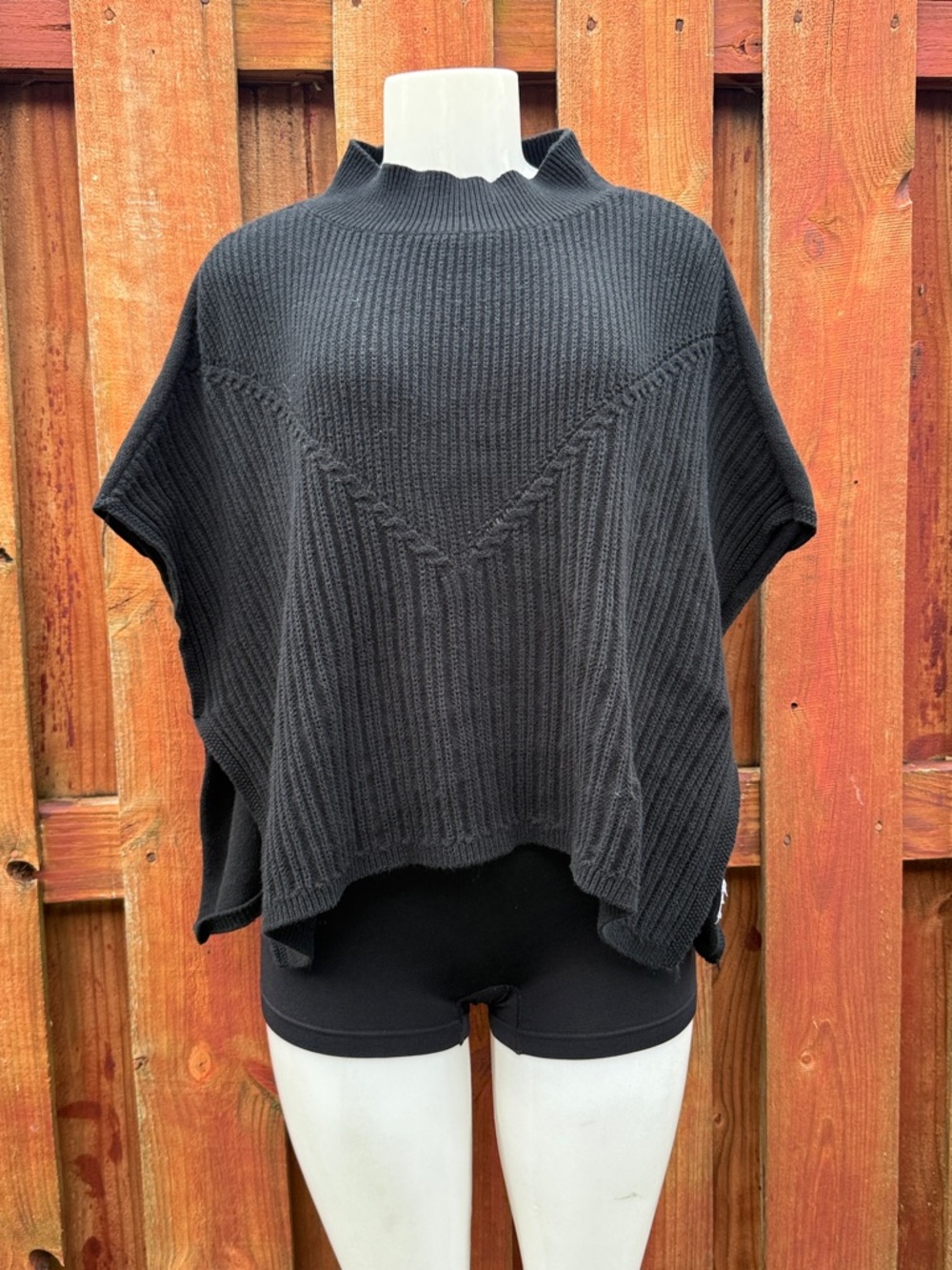 Gap Kids XXL 14 16 Black Mock Neck Poncho Cape Sweater Fits Adult Women XS S